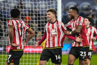 Sheffield United takımından Harrison Burrows, 21 Ocak 2025 'te Swansea.com Stadyumu' nda oynanan Swansea City-Sheffield United maçında takımının ikinci golünü kutluyor.