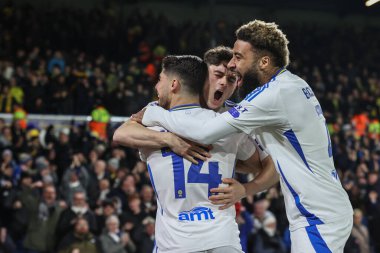 Leeds United 'dan Manor Solomon, 22 Ocak 2025' te Leeds, İngiltere 'deki Elland Road' da oynanan Sky Bet Şampiyonası maçında 1-0 'lık galibiyetini kutluyor.