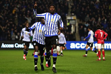 Sheffield 'li Di' Shon Bernard, 22 Ocak 2025 'te Sheffield, İngiltere' de Çarşamba günü oynanan ve Bristol City 'ye karşı oynanan Gökyüzü İddia Şampiyonası maçında golünü kutluyor.