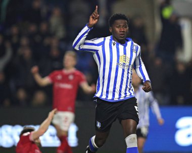 Sheffield 'li Di' Shon Bernard, 22 Ocak 2025 'te Sheffield, İngiltere' de Çarşamba günü oynanan ve Bristol City 'ye karşı oynanan Gökyüzü İddia Şampiyonası maçında golünü kutluyor.