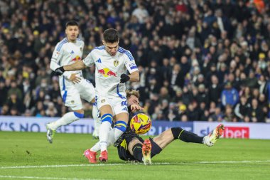 Manor Solomon of Leeds United scores to make it 1-0 during the Sky Bet Championship match Leeds United vs Norwich City at Elland Road, Leeds, United Kingdom, 22nd January 2025 clipart