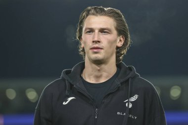 Norwich City 'den Brad Hills, 22 Ocak 2025' te Leeds United ile Norwich City arasındaki Gökyüzü İddia Şampiyonası maçına geldi.