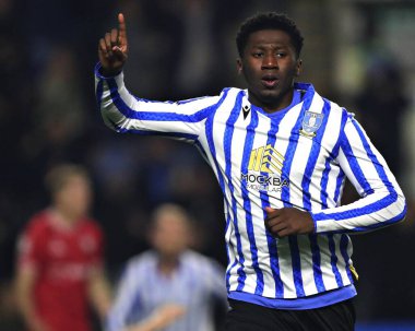 Sheffield 'li Di' Shon Bernard, 22 Ocak 2025 'te Sheffield, İngiltere' de Çarşamba günü oynanan ve Bristol City 'ye karşı oynanan Gökyüzü İddia Şampiyonası maçında golünü kutluyor.