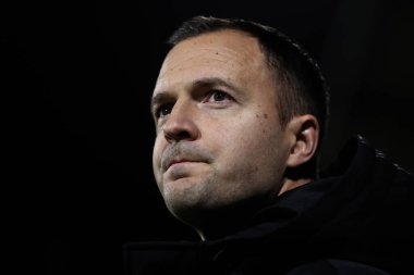 Birmingham City 'nin Chris Davies Menajeri Gökyüzü İddia Ligi 1 maçında Wrexham, Birmingham City' ye karşı SToK Cae Ras, Wrexham, İngiltere, 23 Ocak 2025