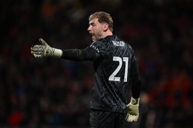 Birmingham City 'den Ryan Allsop takımına Wrexham' a karşı Birmingham City maçında talimat veriyor. SToK Cae Ras, Wrexham, İngiltere, 23 Ocak 2025