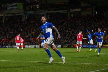 Birmingham City 'den Lyndon Dykes, Wrexham' a karşı Birmingham City 'nin 23 Ocak 2025' te oynanan SToK Cae Ras, Wrexham maçında 1-1 kazanma hedefini kutluyor.