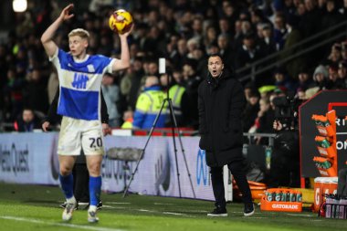 Chris Davies Manager of Birmingham City reacts during the Sky Bet League 1 match Wrexham vs Birmingham City at SToK Cae Ras, Wrexham, United Kingdom, 23rd January 2025 clipart