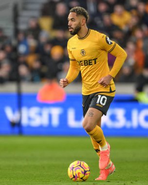 Wolverhampton Wanderers 'dan Matheus Cunha Premier League maçında Wolverhampton Wanderers Arsenal' e karşı Molineux, Wolverhampton, Birleşik Krallık, 25 Ocak 2025
