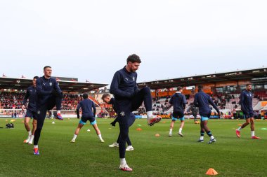 Blackpool 'dan James Husband 25 Ocak 2025' te St James 'Park, Exeter' da oynanan Sky Bet 1 maçı öncesinde oynanan ısınma maçında