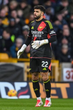 Arsenal 'den David Raya Premier Lig karşılaşmasında Wolverhampton Wanderers, Molineux, Wolverhampton, Birleşik Krallık' ta 25 Ocak 2025 'te Arsenal' e karşı.