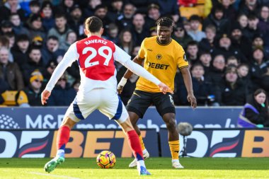 Wolverhampton Wanderers takımından Emmanuel Agbadou, Wolverhampton Wanderers ile Molineux, Wolverhampton, Birleşik Krallık 'ta 25 Ocak 2025' te oynanan Premier League karşılaşmasında