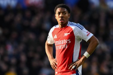 Arsenal 'den Myles Lewis-Skelly Premier League maçı sırasında Wolverhampton Wanderers, Molineux, Wolverhampton' da Arsenal 'e karşı, 25 Ocak 2025