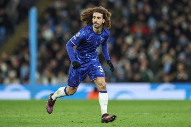 Chelsea Premier Ligi maçında Marc Cucurella Manchester City ile Chelsea maçında Etihad Stadyumu, Manchester, Birleşik Krallık, 25 Ocak 2025
