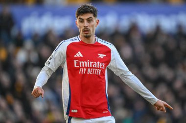 Premier Lig karşılaşmasında Arsenal 'den Kai Havertz, Wolverhampton Wanderers' a karşı Molineux, Wolverhampton, Birleşik Krallık, 25 Ocak 2025