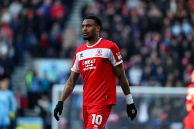 Middlesbrough takımından Delano Burgzorg 25 Ocak 2025 'te İngiltere' nin Deepdale kentinde Preston North End 'e karşı oynadığı maçta