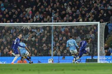 Chelsea 'den Noni Madueke Premier Lig maçında 0-1 öne geçiyor Manchester City Chelsea' ye karşı Etihad Stadyumu, Manchester, Birleşik Krallık, 25 Ocak 2025