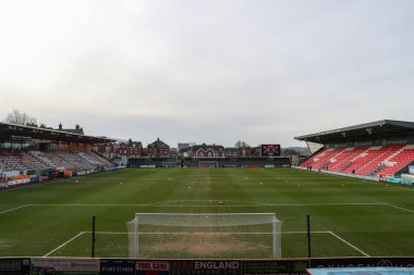 Exeter City 'nin evi olan St James Park' ın genel görünümü, Sky Bet League 1 karşılaşması öncesinde St James 'Park, Exeter, Birleşik Krallık' ta Exeter City ile Blackpool maçının önündedir.