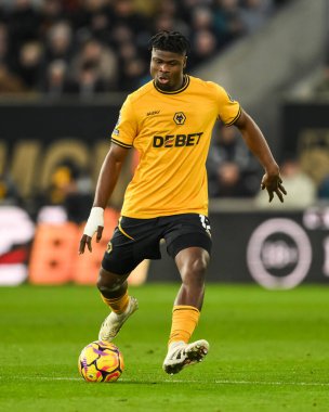 Wolverhampton Wanderers takımından Emmanuel Agbadou, Premier League maçında Wolverhampton Wanderers 'a karşı Molineux, Wolverhampton, Birleşik Krallık, 25 Ocak 2025
