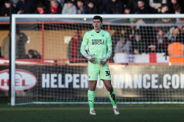 Blackpool 'dan Harry Tyrer, Sky Bet Ligi 1 karşılaşmasında Exeter City, St. James' Park, Exeter, İngiltere 'de Blackpool' a karşı, 25 Ocak 2025