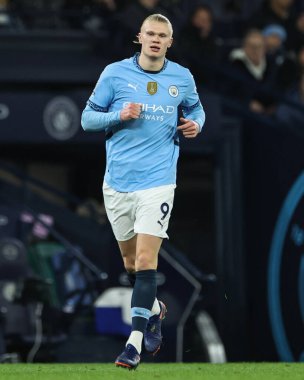 Manchester City 'nin Chelsea' ye karşı oynadığı Premier League maçında Manchester City 'den Erling Haaland, Etihad Stadyumu, Manchester, Birleşik Krallık, 25 Ocak 2025