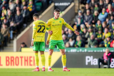 Norwich City 'den Lewis Dobbin ve Emiliano Marcondes 24 Ocak 2025' te Norwich City ve Swansea City 'nin Carrow Road, Norwich, İngiltere' de oynadığı Sky Bet Şampiyonası karşılaşmasında duvar oluşturdular.