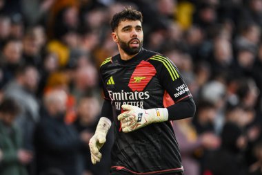 David Raya of Arsenal during the Premier League match Wolverhampton Wanderers vs Arsenal at Molineux, Wolverhampton, United Kingdom, 25th January 2025 clipart