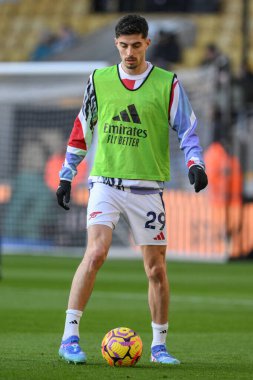 Maç öncesi ısınma oturumunda Arsenal 'den Kai Havertz Premier League karşılaşmasında Wolverhampton Wanderers Arsenal' e karşı Molineux, Wolverhampton, Birleşik Krallık, 25 Ocak 2025