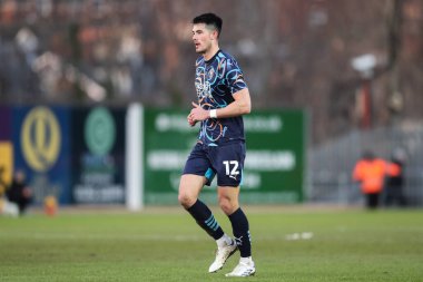 Blackpool 'dan Elkan Baggott, Sky Bet Ligi 1 karşılaşmasında Exeter City, St. James' Park, Exeter, İngiltere 'de Blackpool' a karşı, 25 Ocak 2025