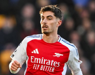 Premier Lig karşılaşmasında Arsenal 'den Kai Havertz, Wolverhampton Wanderers' a karşı Molineux, Wolverhampton, Birleşik Krallık, 25 Ocak 2025