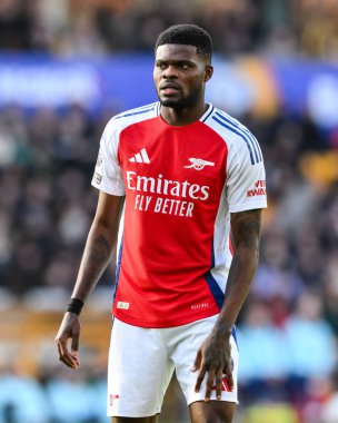 Arsenal 'den Thomas Partey Premier Lig maçı sırasında Wolverhampton Wanderers, Molineux, Wolverhampton, Birleşik Krallık' ta Arsenal 'e karşı, 25 Ocak 2025