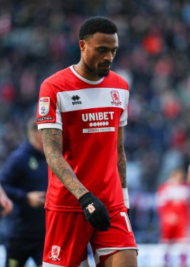 Middlesbrough 'dan Delano Burgzorg 25 Ocak 2025' te Deepdale, Preston, İngiltere 'de oynanan Sky Bet Şampiyonası' nda ilk yarıya giriyor.