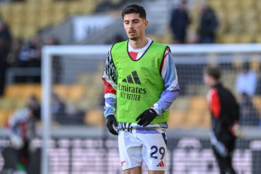 Maç öncesi ısınma oturumunda Arsenal 'den Kai Havertz Premier League karşılaşmasında Wolverhampton Wanderers Arsenal' e karşı Molineux, Wolverhampton, Birleşik Krallık, 25 Ocak 2025