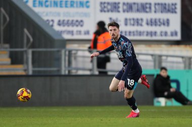 Blackpool 'dan Jake Beesley, Sky Bet Ligi 1 karşılaşmasında Exeter City, St. James' Park, Exeter, İngiltere 'de Blackpool' a karşı, 25 Ocak 2025