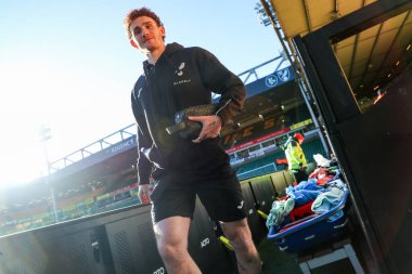 Norwich City 'den Josh Sargent, 25 Ocak 2025' te Norwich City ile Swansea City arasındaki Sky Bet Şampiyonası maçından önce Carrow Road 'a vardı.