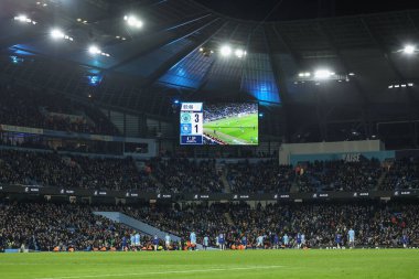 Manchester City Premier League maçında Manchester City Chelsea 'ye karşı 25 Ocak 2025' te Etihad Stadyumu 'nda maçın 93. dakikasında 3-1 önde gidiyor.