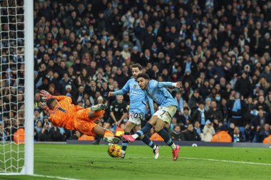 Manchester City 'den Omar Marmoush gol attı ama Premier League maçında ofsayt için elendi Manchester City Chelsea' ye karşı Etihad Stadyumu, Manchester, Birleşik Krallık, 25 Ocak 2025