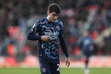 Blackpool 'dan Rob Apter, Sky Bet Ligi 1 karşılaşmasında Exeter City, St. James' Park, Exeter, İngiltere 'de 25 Ocak 2025' te Blackpool 'a karşı.