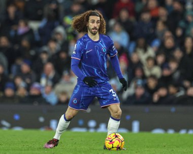 Chelsea Premier Ligi maçında Marc Cucurella Manchester City ile Chelsea maçında Etihad Stadyumu, Manchester, Birleşik Krallık, 25 Ocak 2025