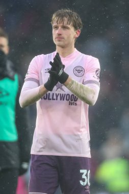 Mads Roerslev of Brentford applauds the fans after the final whistle during the Premier League match Crystal Palace vs Brentford at Selhurst Park, London, United Kingdom, 26th January 2025 clipart