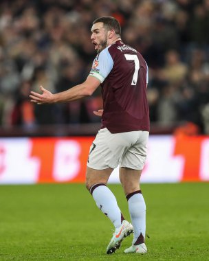 John McGinn of Aston Villa reacts to Referee Peter Bankes decision during the Premier League match Aston Villa vs West Ham United at Villa Park, Birmingham, United Kingdom, 26th January 2025 clipart