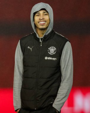 Blackpool 'dan Jordan Lawrence-Gabriel, Gelder Group Sincil Bank Stadyumu' na 28 Ocak 2025 tarihinde Gelder Group Sincil Bank Stadyumu 'nda oynanan 1.