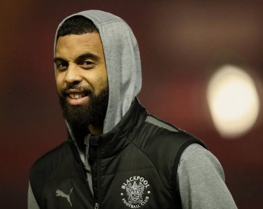 Blackpool 'dan CJ Hamilton, Gelder Group Sincil Bank Stadyumu' na 28 Ocak 2025 tarihinde Gelder Group Sincil Bank Stadyumu 'nda oynanan 1.