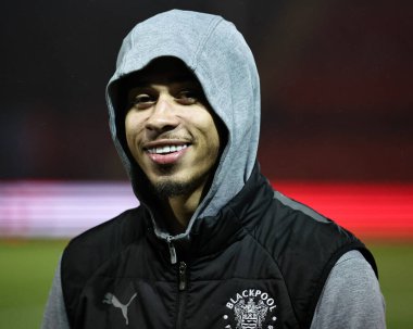 Blackpool 'dan Jordan Lawrence-Gabriel, 28 Ocak 2025' te İngiltere 'deki Gelder Group Sincil Bank Stadyumu' nda oynanan 1.