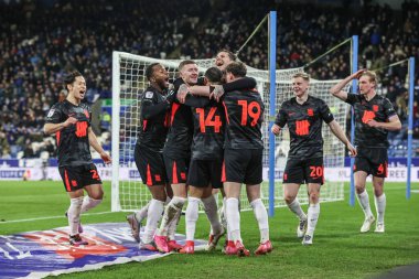 Birmingham City 'den Keshi Anderson, 28 Ocak 2025' te İngiltere 'nin Huddersfield Stadyumu' nda oynanan Huddersfield Town - Birmingham City maçında 0-1 'lik galibiyet golünü kutluyor.