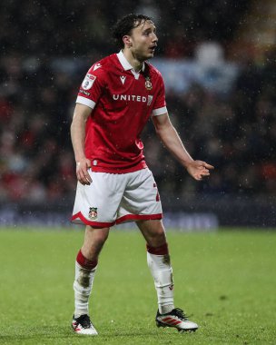 Wrexham takımından Ollie Rathbone, 28 Ocak 2025 'te Wrexham-Stevenage maçında SToK Cae Ras, Wrexham, İngiltere' de karşılaştı.