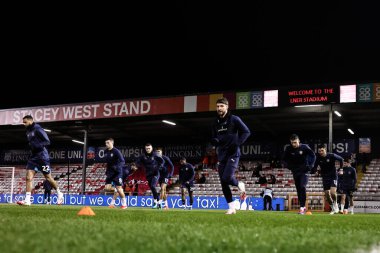 Blackpool 'dan James Husband, 28 Ocak 2025' te İngiltere 'de oynanan Sky Bet 1 karşılaşmasında Gelder Group Sincil Bank Stadyumu' nda Lincoln City - Blackpool maçında ısınma turunda.