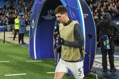 Manchester City 'den John Stones maç öncesi ısınma oturumunda UEFA Şampiyonlar Ligi Maçı 8 Manchester City Club Brugge' a karşı Etihad Stadyumu, Manchester, Birleşik Krallık, 29 Ocak 2025