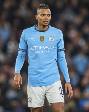 Manchester City 'den Manuel Akanji UEFA Şampiyonlar Ligi Maçı sırasında 8 Manchester City - Brugge maçı sırasında Etihad Stadyumu, Manchester, Birleşik Krallık, 29 Ocak 2025