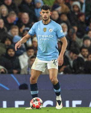 Manchester City 'den Matheus Nunes UEFA Şampiyonlar Ligi Maçı sırasında Manchester City - Brugge maçı sırasında Etihad Stadyumu, Manchester, Birleşik Krallık, 29 Ocak 2025
