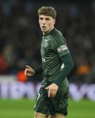 Kelt takımından Arne Engels, UEFA Şampiyonlar Ligi Maçı sırasında Villa Park, Birmingham, Birleşik Krallık 'ta 8 Aston Villa' nın Celtic 'e karşı oynadığı maçta, 29 Ocak 2025